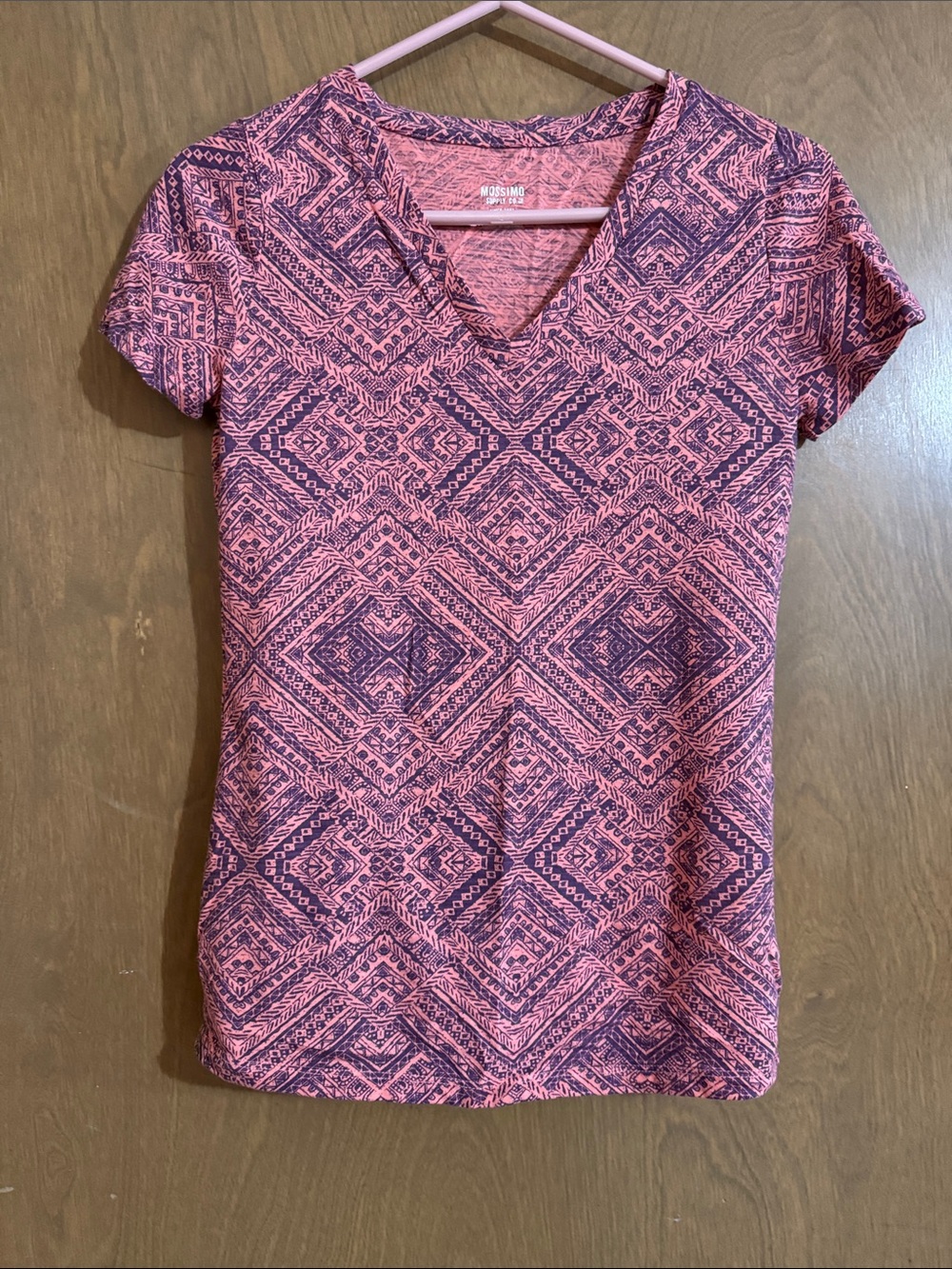 Mossimo Supply Co. Salmon and gray Geometric V-Neck Tee